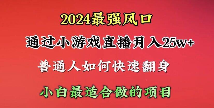 2024年最强风口，通过小游戏直播月入25w+单日收益5000+小白最适合做的项目-飞秋社