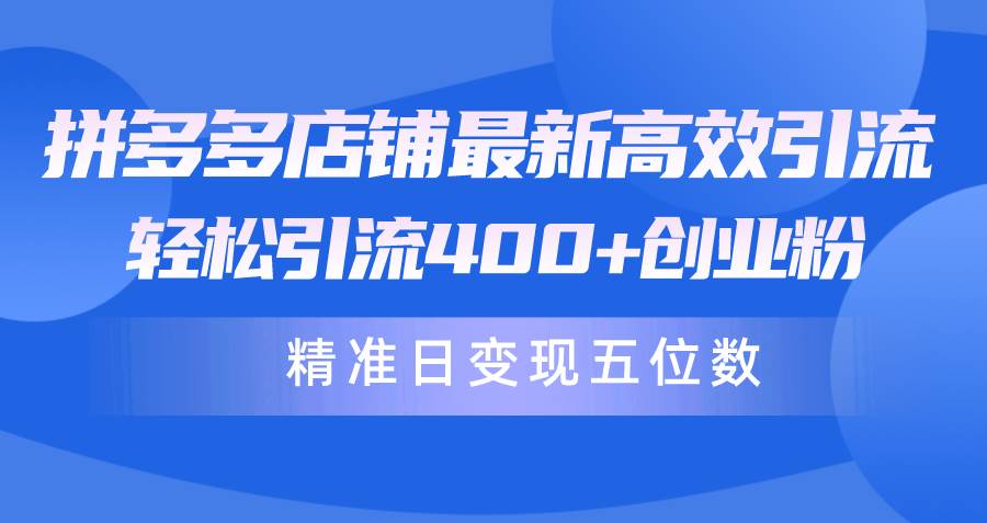 拼多多店铺最新高效引流术，轻松引流400+创业粉，精准日变现五位数！-飞秋社