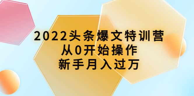 2022头条爆文特训营：从0开始操作，新手月入过万（16节课时）-飞秋社