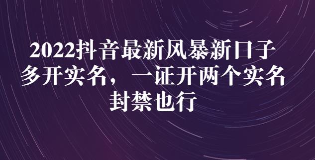 2022抖音最新风暴新口子：多开实名，一整开两个实名，封禁也行-飞秋社