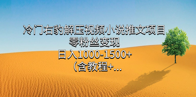 冷门右豹解压视频小说推文项目，零粉丝变现，日入1000-1500+（含教程）-飞秋社