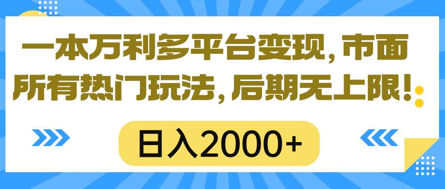 一本万利多平台变现，市面所有热门玩法，日入2000+，后期无上限！-飞秋社