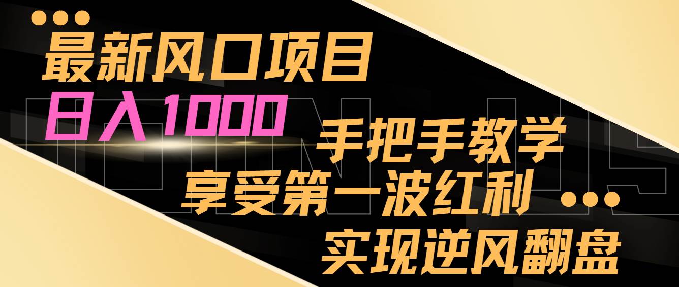 最新风口项目，日入过千，抓住当下风口，享受第一波红利，实现逆风翻盘-飞秋社