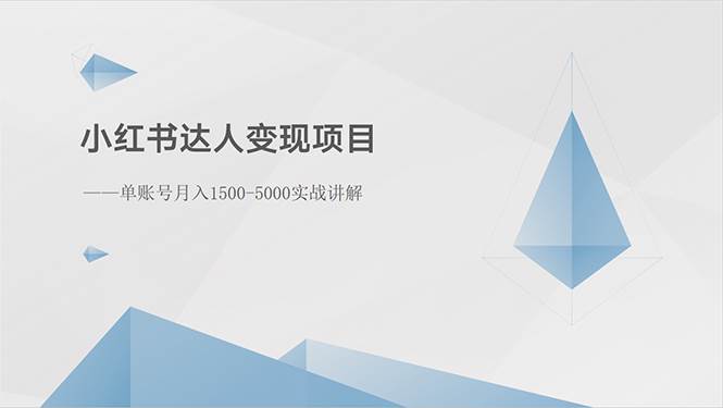 小红书达人变现项目：单账号月入1500-3000实战讲解-飞秋社