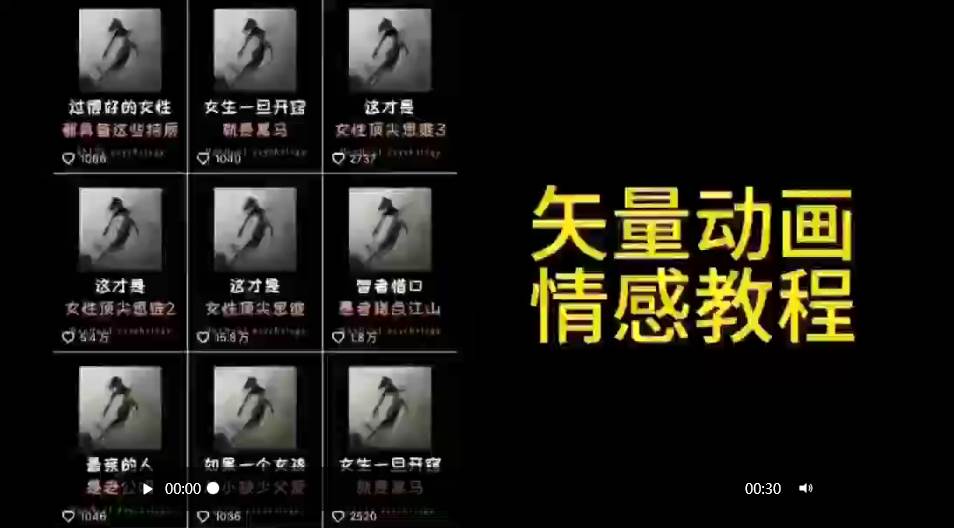 矢量动画情感教程：高点赞涨粉，适合情感、思维、创业教育等赛道-飞秋社