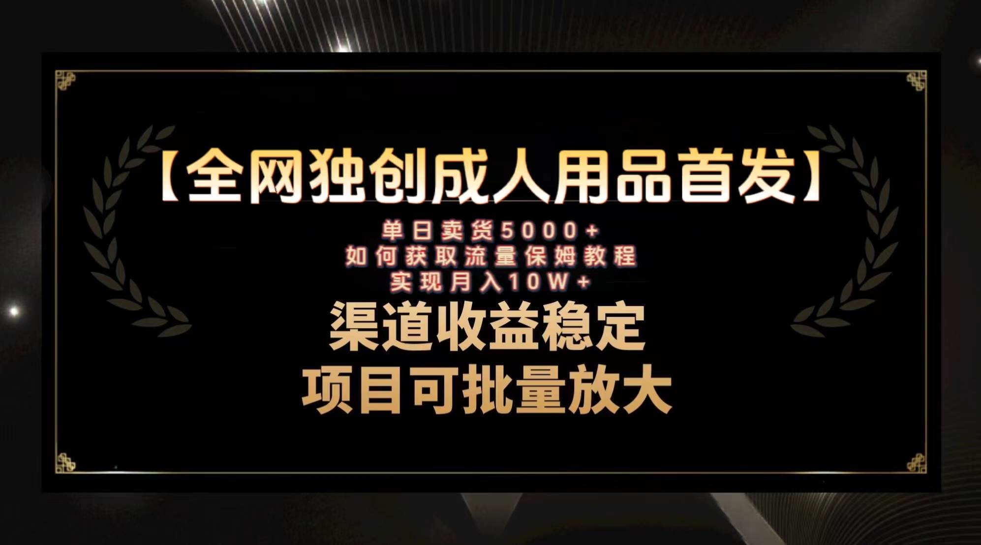 最新全网独创首发，成人用品赛道引流获客，月入10w保姆级教程-飞秋社