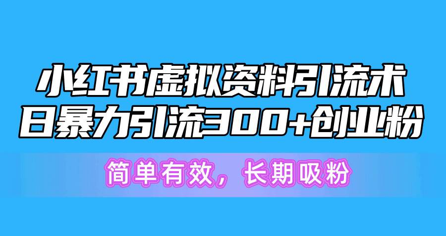 小红书虚拟资料引流术，日暴力引流300+创业粉，简单有效，长期吸粉-飞秋社