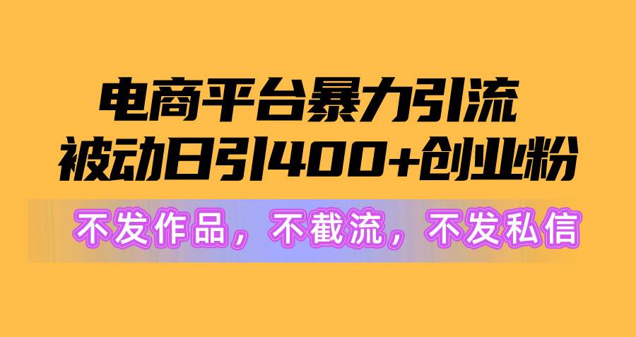 电商平台暴力引流,被动日引400+创业粉不发作品，不截流，不发私信-飞秋社