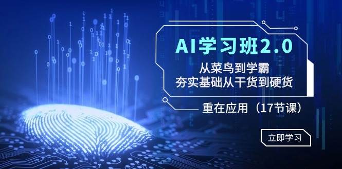 AI学习班2.0：从菜鸟到学霸，夯实基础从干货到硬货，重在应用（17节课）-飞秋社