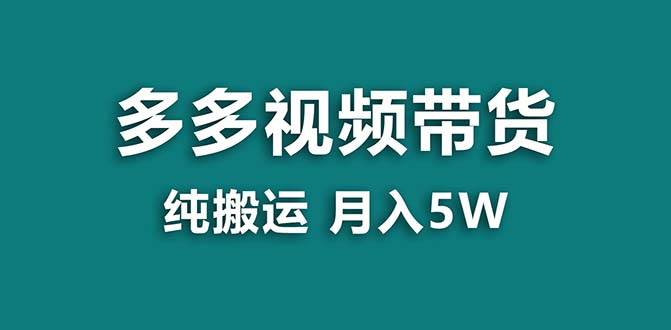 【蓝海项目】拼多多视频带货 纯搬运一个月搞了5w佣金，小白也能操作 送工具-飞秋社