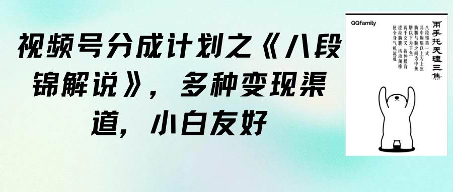 视频号分成计划之《八段锦解说》，多种变现渠道，小白友好（教程+素材）-飞秋社