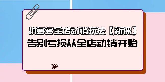 拼多多全店动销玩法【新课】，告别亏损从全店动销开始（4节视频课）-飞秋社