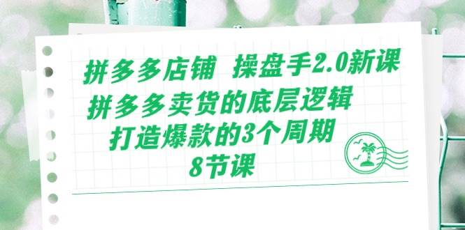 拼多多店铺 操盘手2.0新课，拼多多卖货的底层逻辑，打造爆款的3个周期-8节-飞秋社