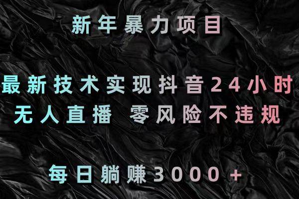 新年暴力项目，最新技术实现抖音24小时无人直播 零风险不违规 每日躺赚3000-飞秋社