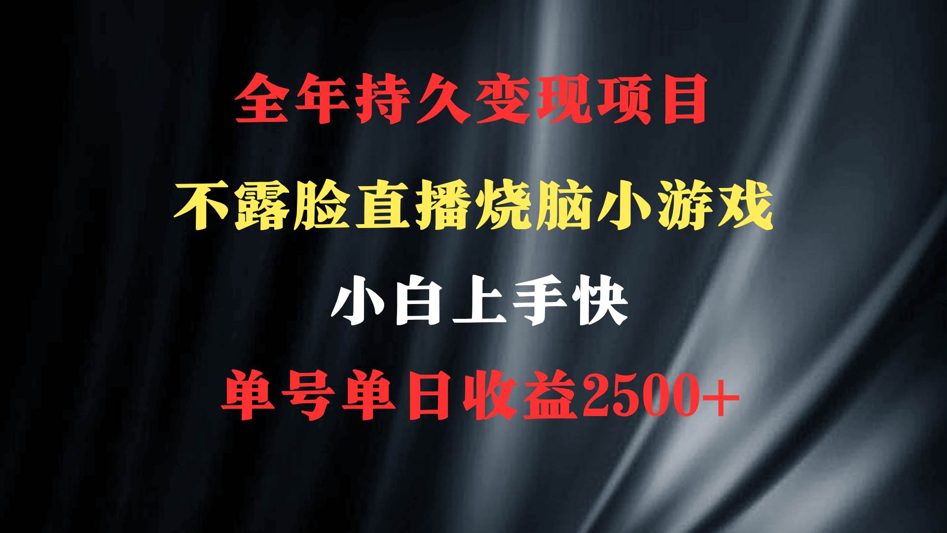 2024年 最优项目，烧脑小游戏不露脸直播  小白上手快 无门槛 一天收益2500+-飞秋社