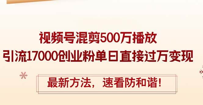 精华帖视频号混剪500万播放引流17000创业粉，单日直接过万变现，最新方…-飞秋社