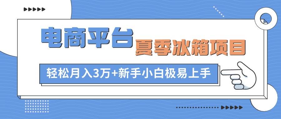 电商平台夏季冰箱项目，轻松月入3万+，新手小白极易上手-飞秋社