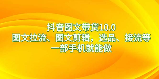 抖音图文带货10.0，图文拉流、图文剪辑，选品、接流等，一部手机就能做-飞秋社