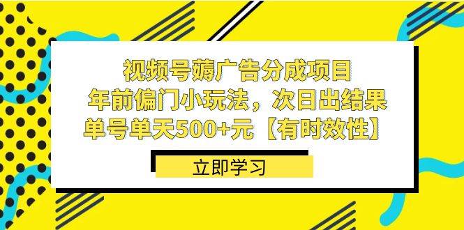 视频号薅广告分成项目，年前偏门小玩法，次日出结果，单号单天500+元【有时效性】-飞秋社