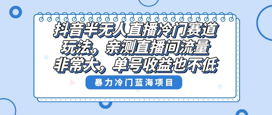 抖音半无人直播冷门赛道玩法，直播间流量非常大，单号收益也不低！-飞秋社