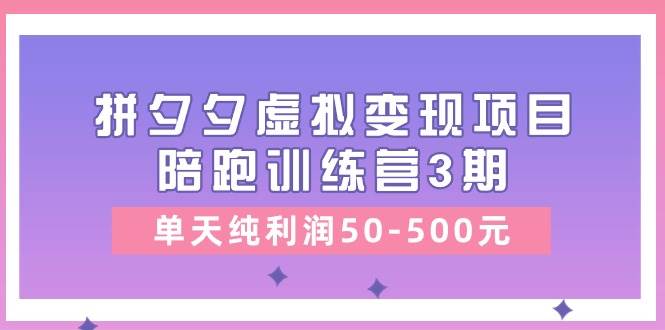 某收费培训《拼夕夕虚拟变现项目陪跑训练营3期》单天纯利润50-500元-飞秋社