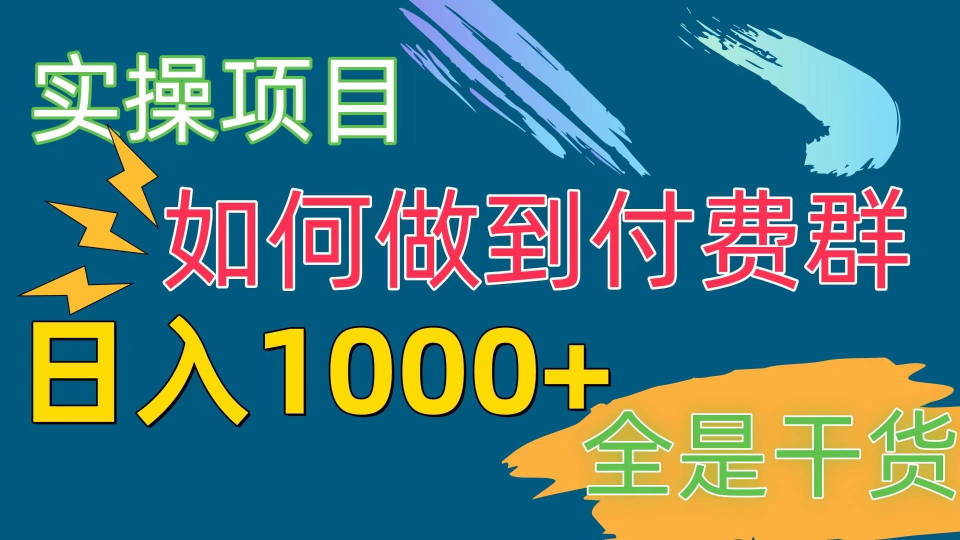 [实操项目]付费群赛道，日入1000+-飞秋社