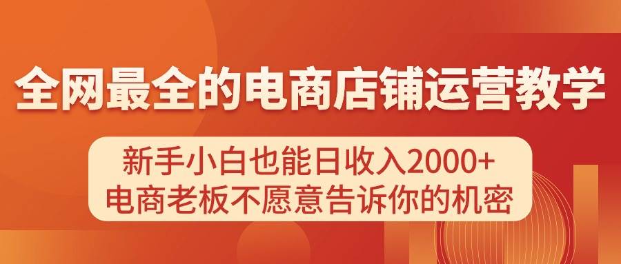 电商店铺运营教学，新手小白也能日收入2000+，电商老板不愿意告诉你的机密-飞秋社