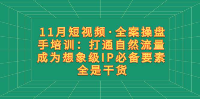 11月短视频·全案操盘手培训：打通自然流量 成为想象级IP必备要素 全是干货-飞秋社