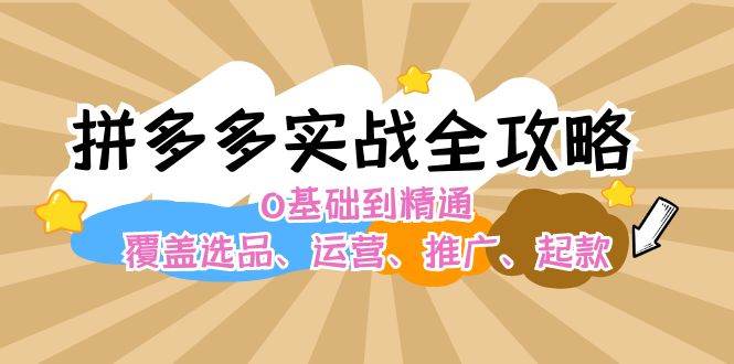 拼多多实战全攻略：0基础到精通，覆盖选品、运营、推广、起款-飞秋社