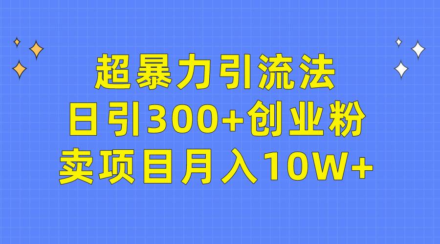 超暴力引流法，日引300+创业粉，卖项目月入10W+-飞秋社